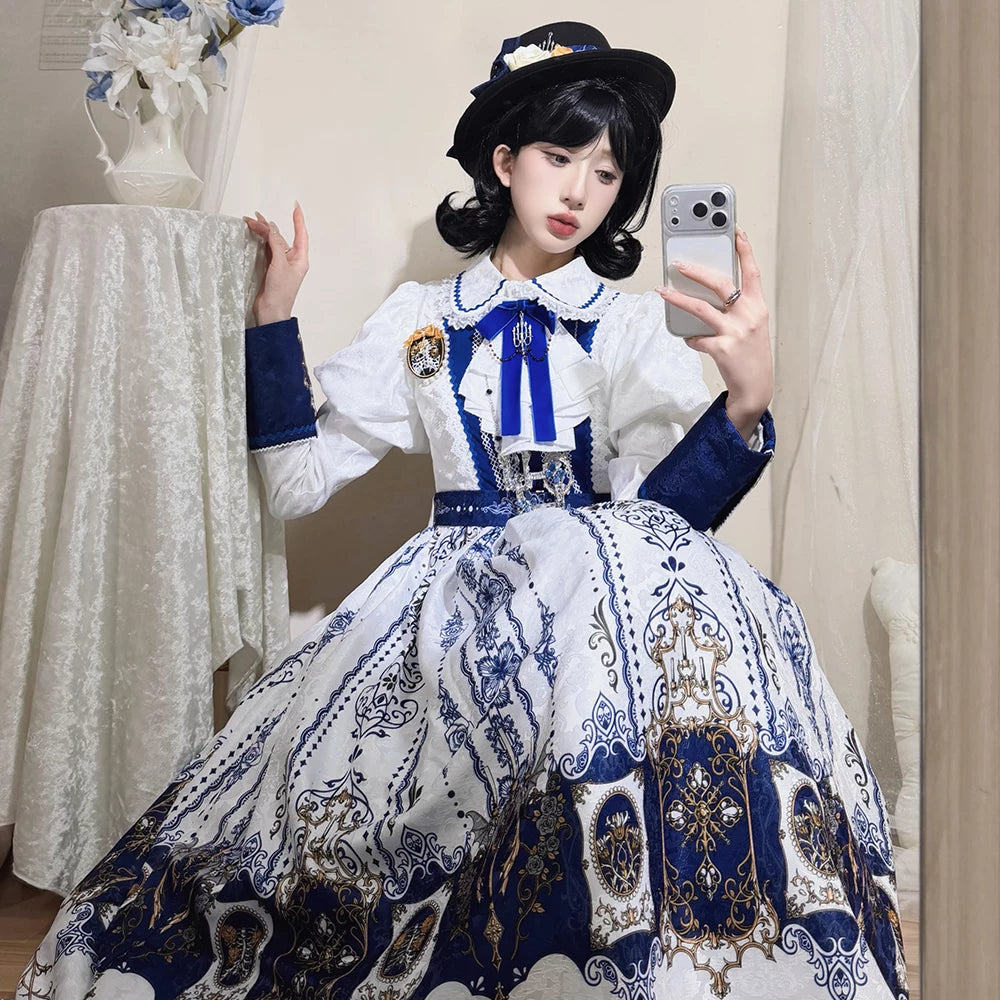 Blood Night Lantern - Jacquard Gothic Lolita Dress, Juliet Sleeve 44543:812318