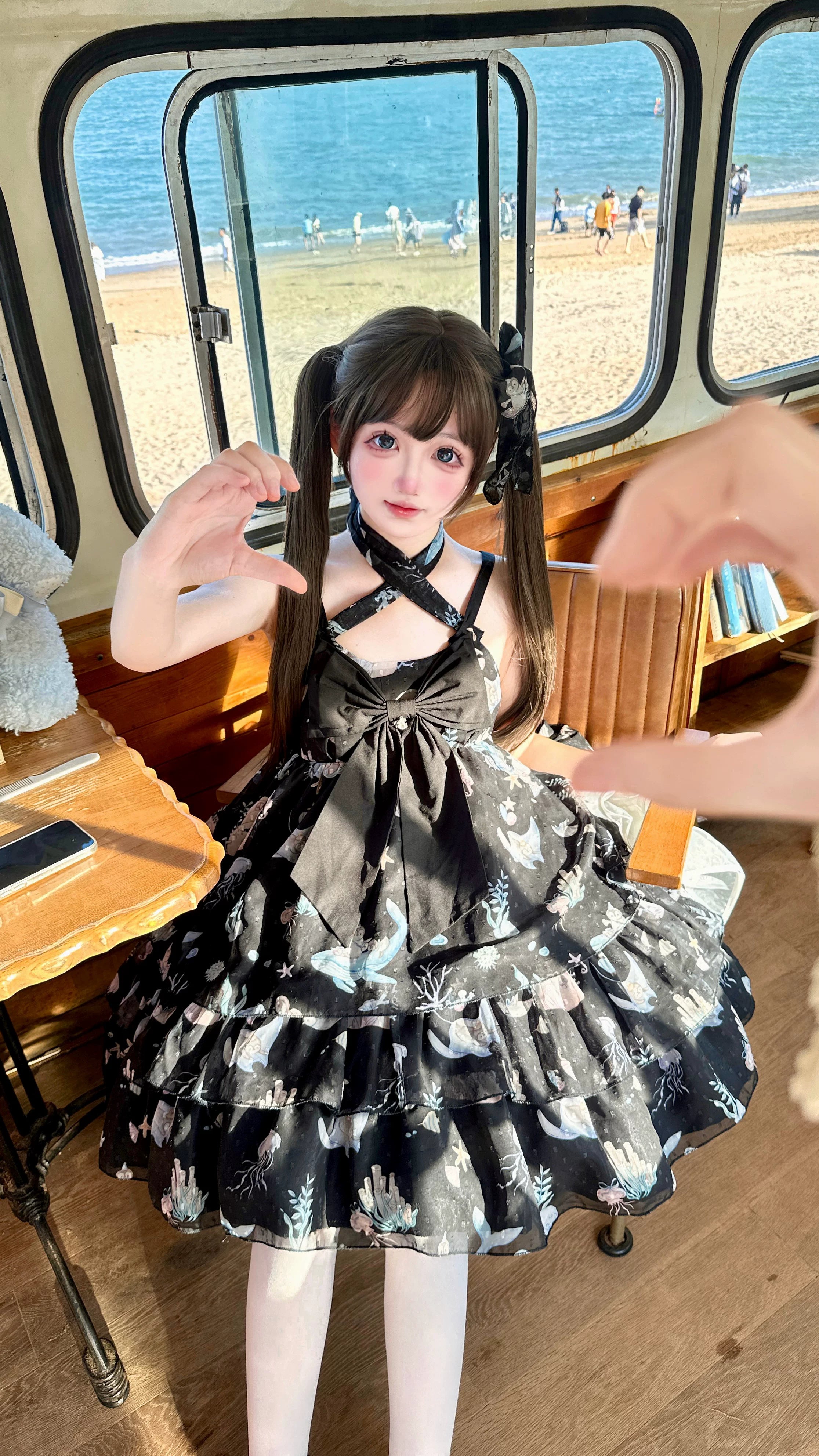 Ocean Sweetheart - Chiffon Sweet Lolita JSK Dress, Whale & Jellyfish Print 44902:826984