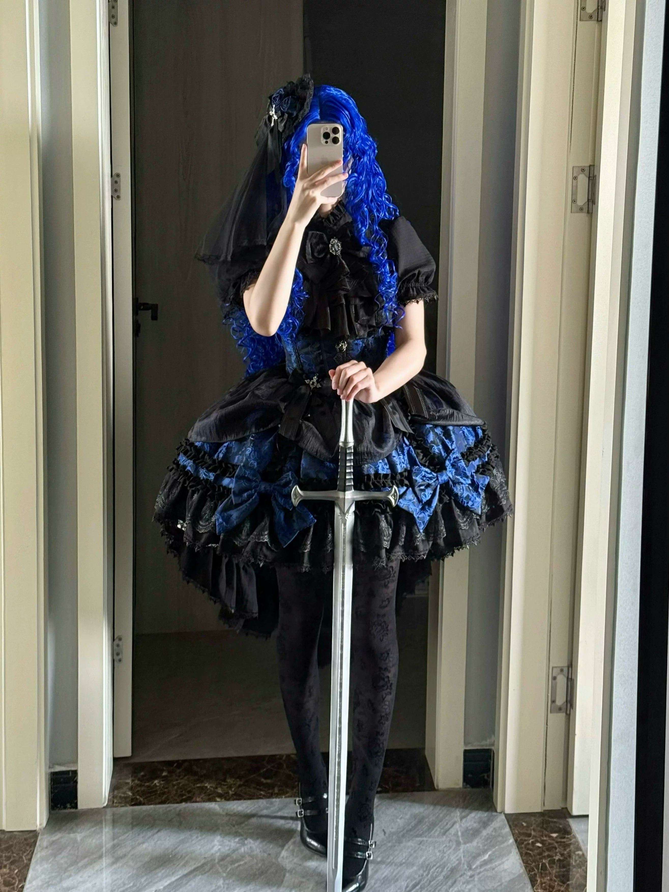 Spider Cross Knot - Gothic Lolita Skirt Set, High-low Hem and Fishbone Waist 45733:860111