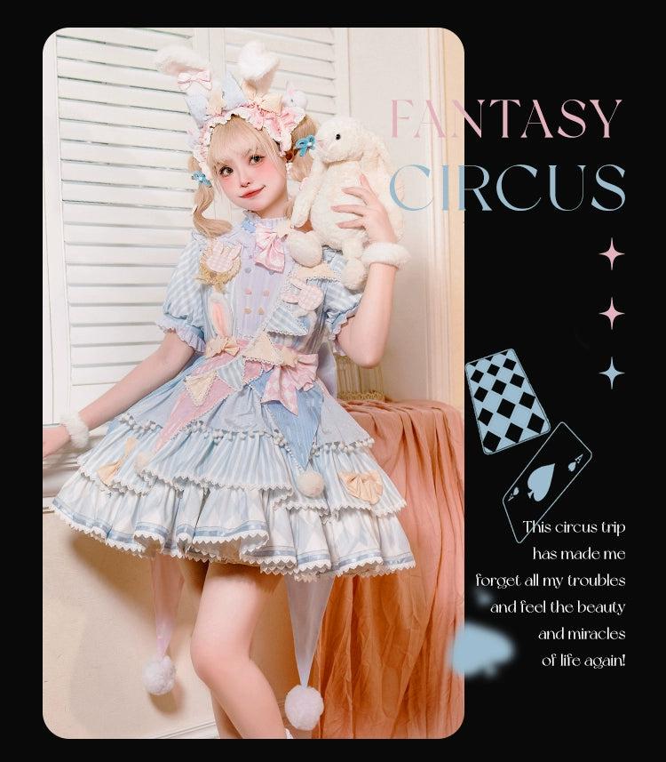 Forest Fluorescent Carps~Ouji Lolita OP Dress Circus Lolita Strip Prince Suit 38690:596576