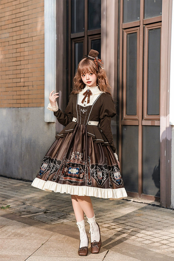 ZhiJinYuan~Chocolate Academy~Elegant Preppy style Lolita OP Dress   