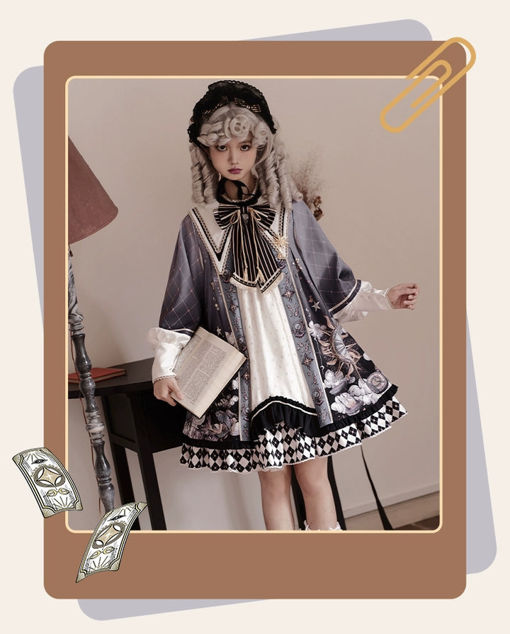 Honey Machine~The Secret Of Astrology~Kawaii Casual Lolita Printed OP Dress Long Sleeve   