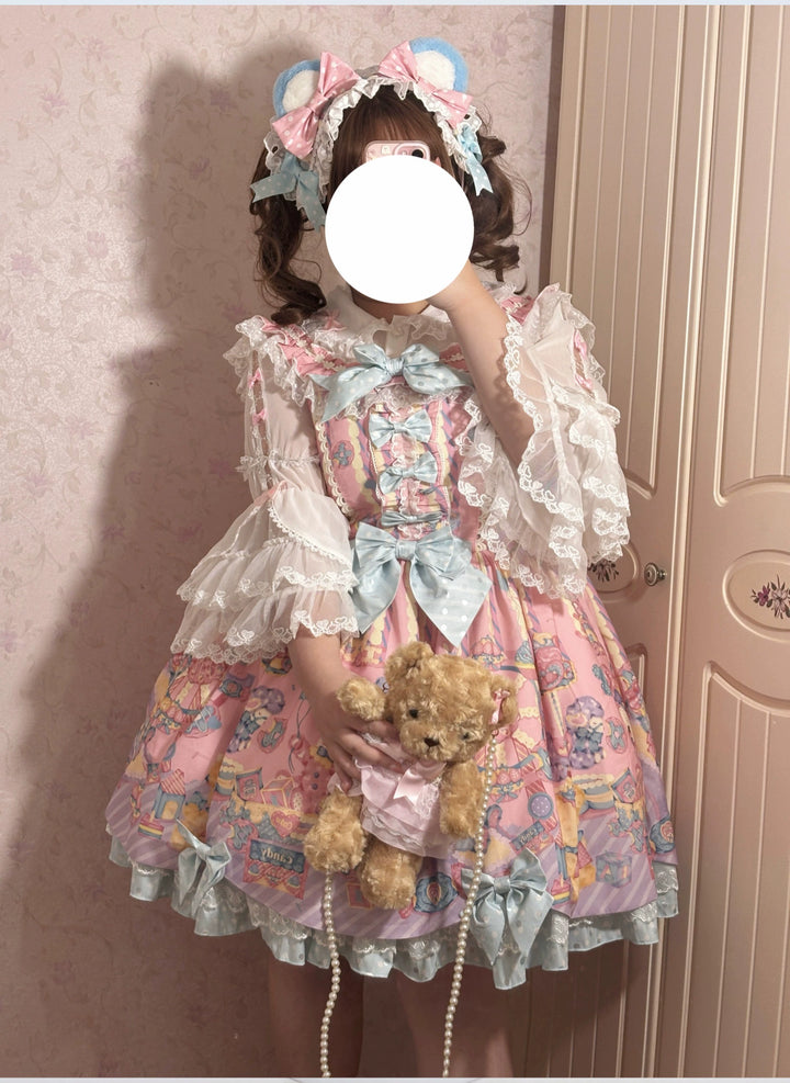 Star Fantasy~Rainbow Buffet Bunny~Candy-Like Kawaii Lolita Dress Suit with Plus Size Shirt
