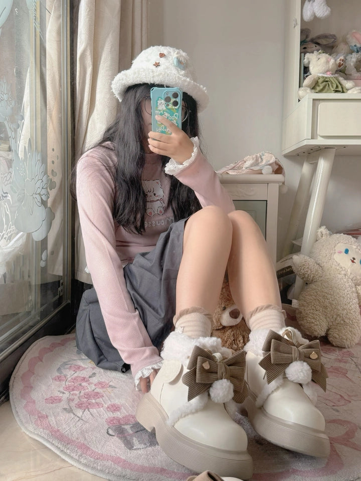 Sheep Puff~Sweet Lolita Fleece Shoes Winter Warm Snow Boots 40722:691806