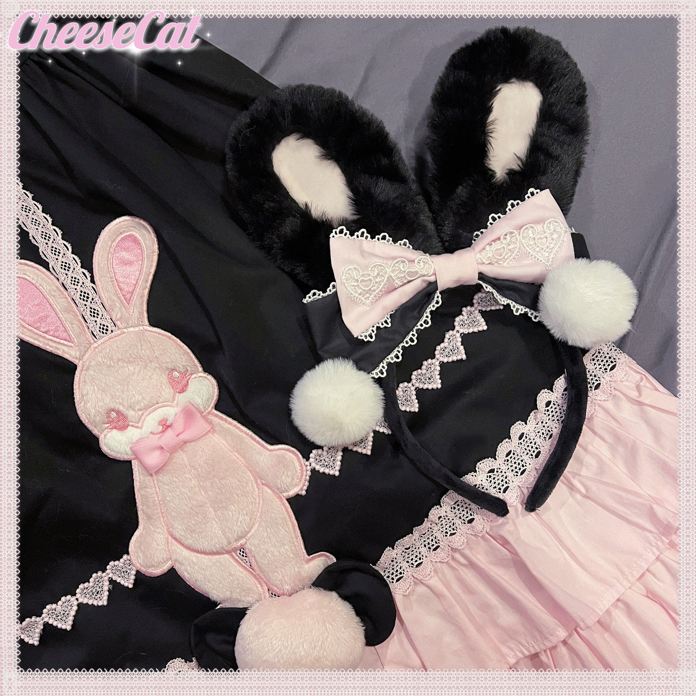 (Buyforme)CheeseCat~Cute and Fluffy Rabbit Ear Lolita KC   