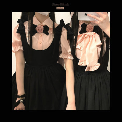 (BFM)KittyBxllet~Dream Crystal~Jirai Kei Lace Stand Collar Ribbon Blouse free size pink 