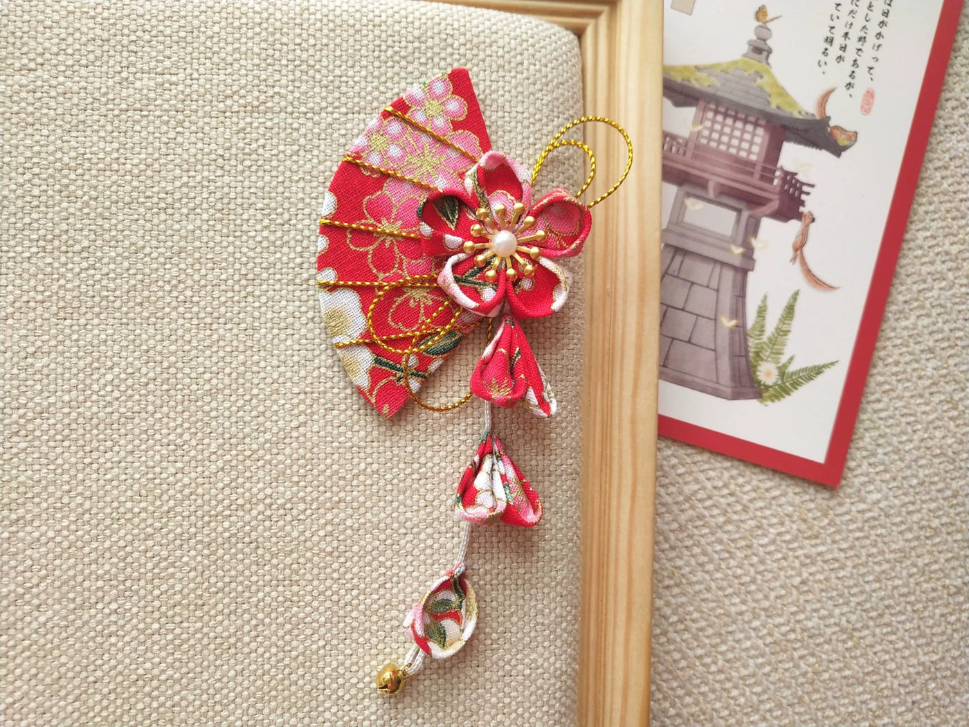 (BFM)Xuanji~Wa Lolita Headdress Sakura Fan Lolita Accessory Red Sakura  
