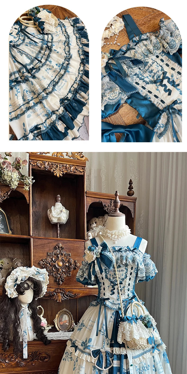 Mulberry Poetry Collection - Plus Size Lolita Printed Top & Skirt Set with Embroidery 45445:847402