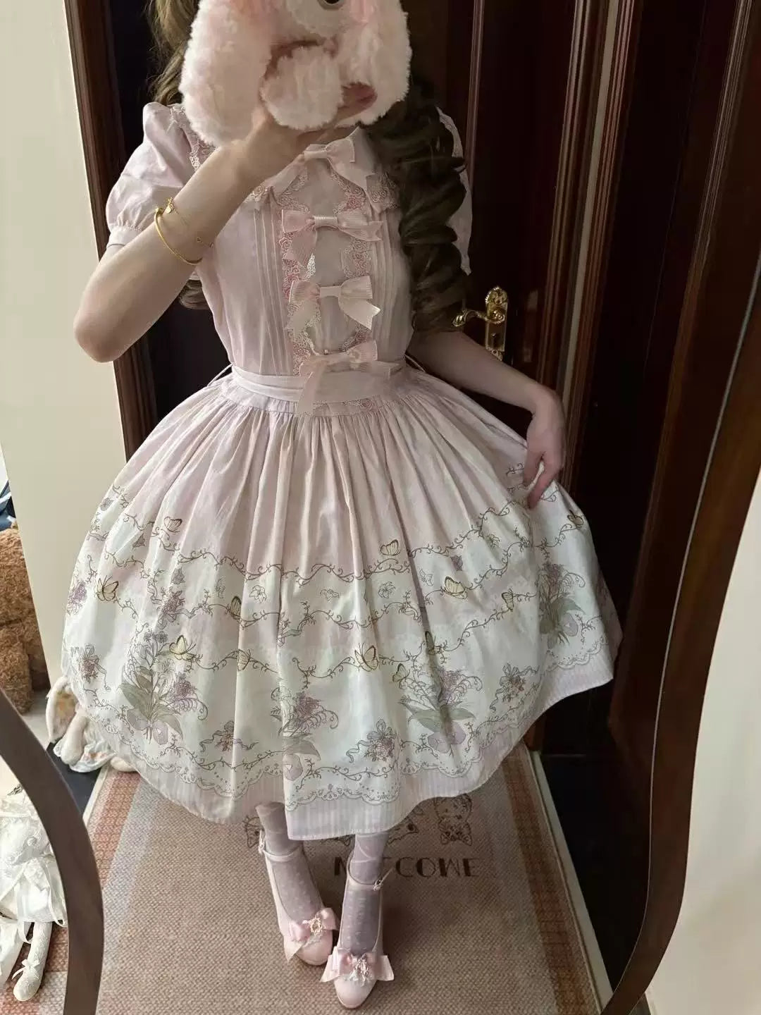 Jenny Flower - Cotton Old School Lolita Floral Printed OP Dress 45608:855920