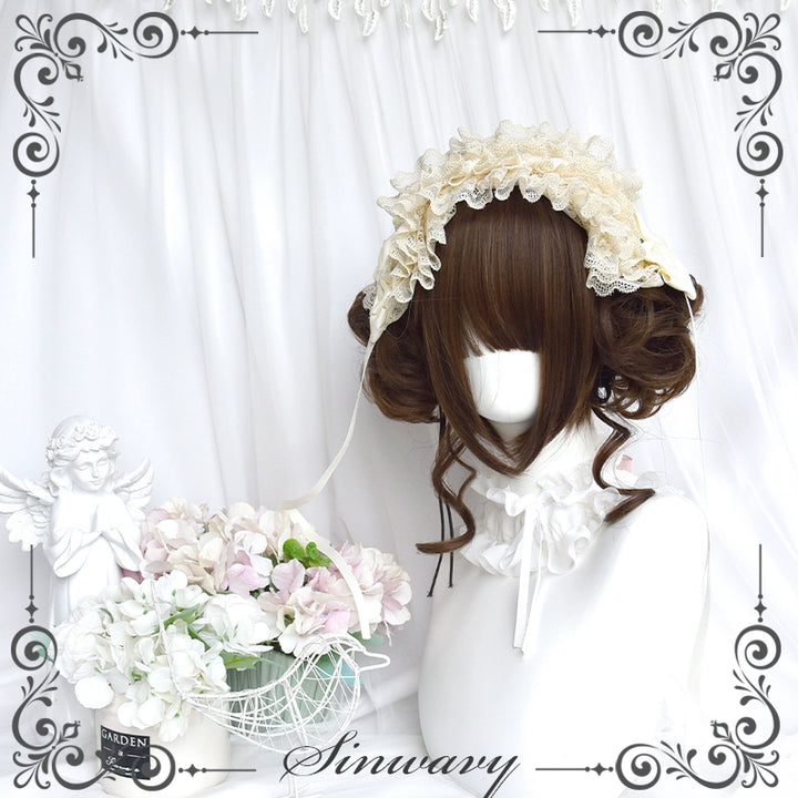 Sinwavy~Kawaii Lolita Brown Wig Cute Bun Ponytail Doll-like Wig   