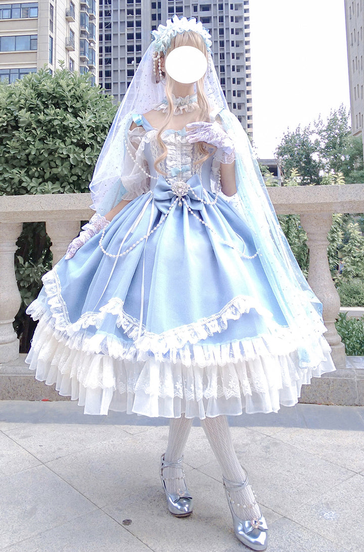 (Buyforme)Fairy Tales~Fate Quartet Bridal Lolita Gothic Accessories Blouse blue Free size hairband