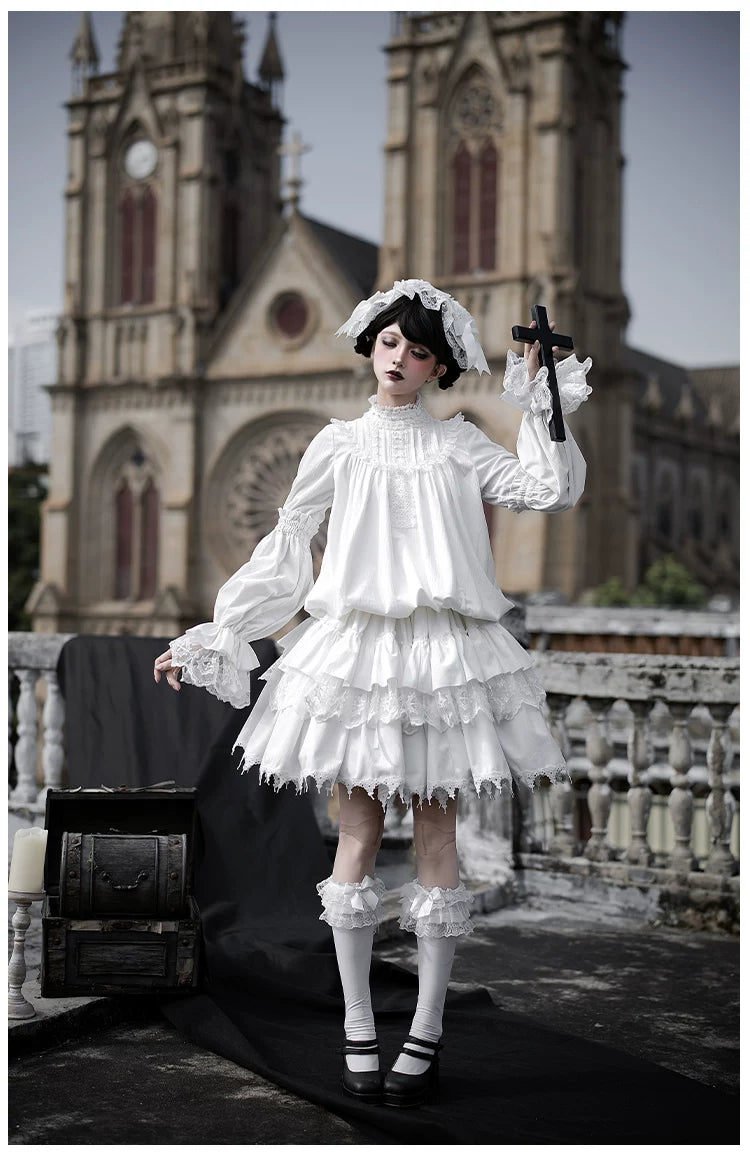 Dawn Bell & Dusk Song - Gothic Lolita Velvet OP Dress, Back Zipper