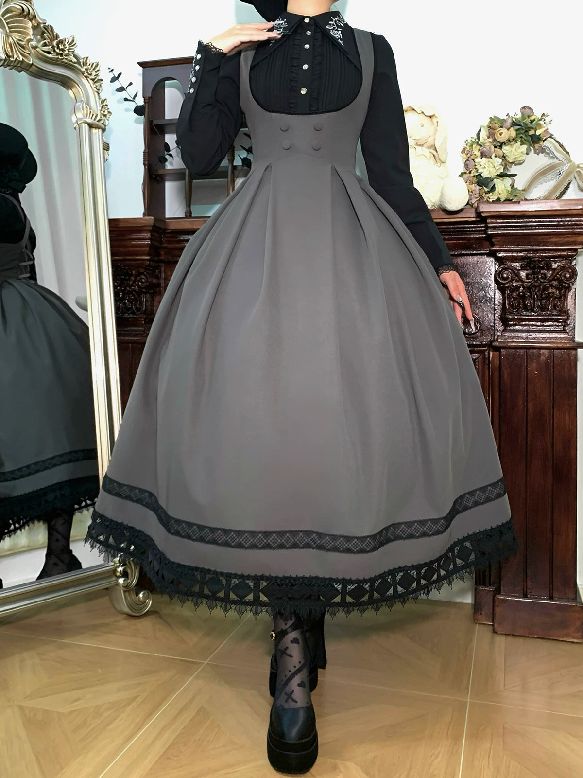 Serenade - Bust-Supporting Elegant Lolita JSK Dress, Three Length Styles