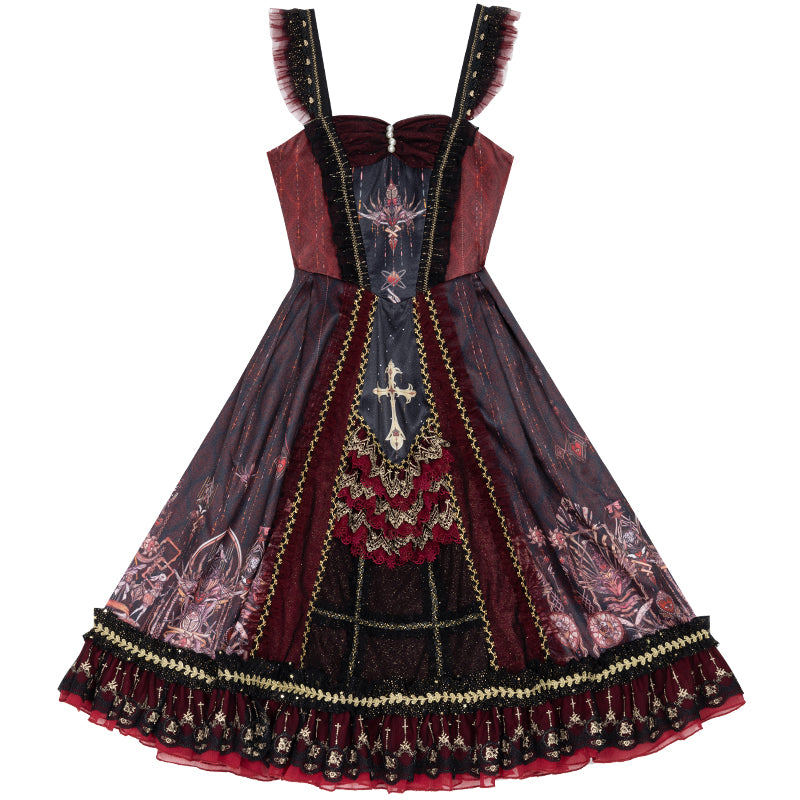 YingLuoFu - Black Red Retro Palace Elgant Classical Lolita JSK jsk only S