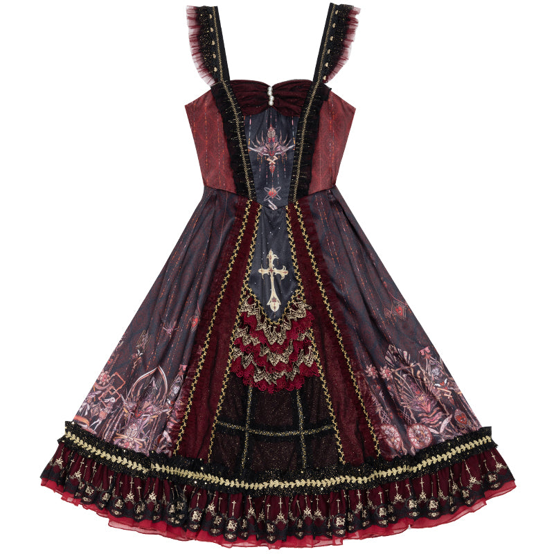(Buyforme)YingLuoFu~Black Red Retro Palace Elgant Classical Lolita JSK jsk only S 