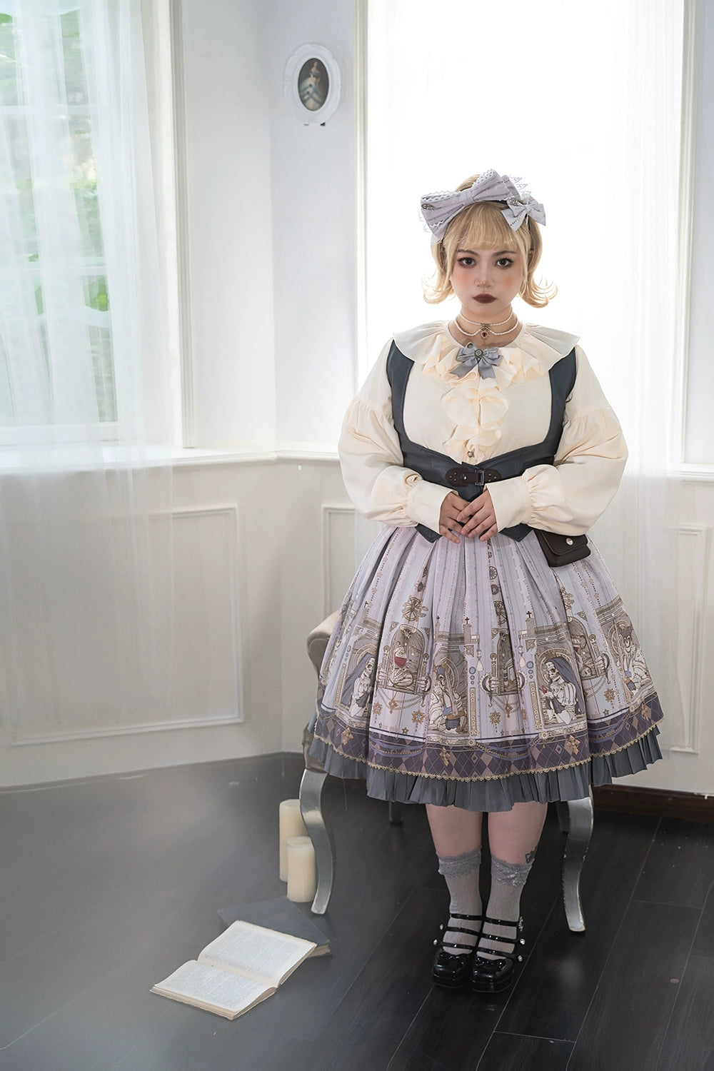 (BFM)Miss Point~Demon Hunting Notes~Gothic Lolita Cross Print Short Skirt   