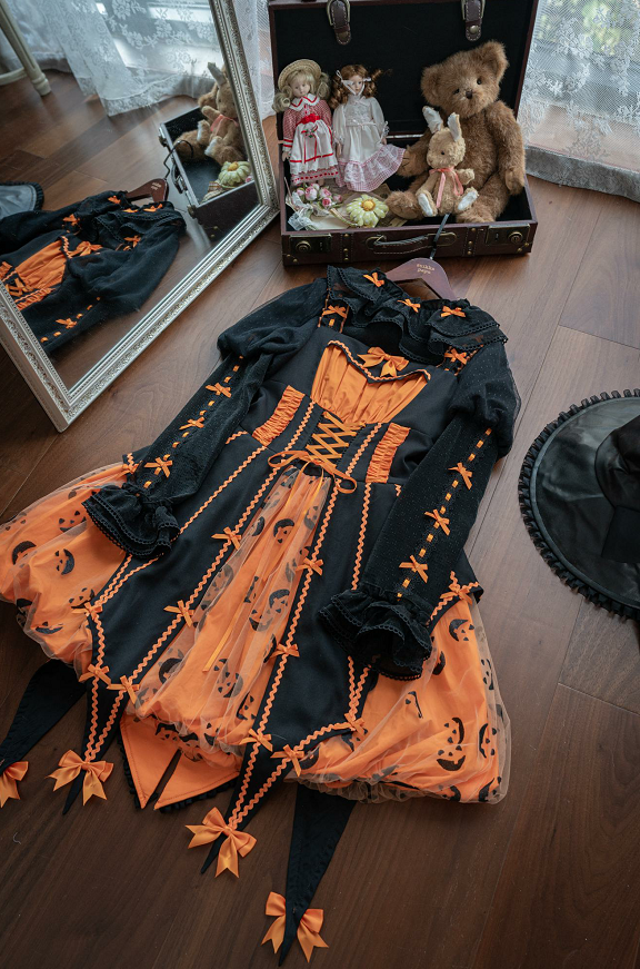 Lemon Honey~Halloween Gothic Lolita Jumper Dress Pumpkin Dress