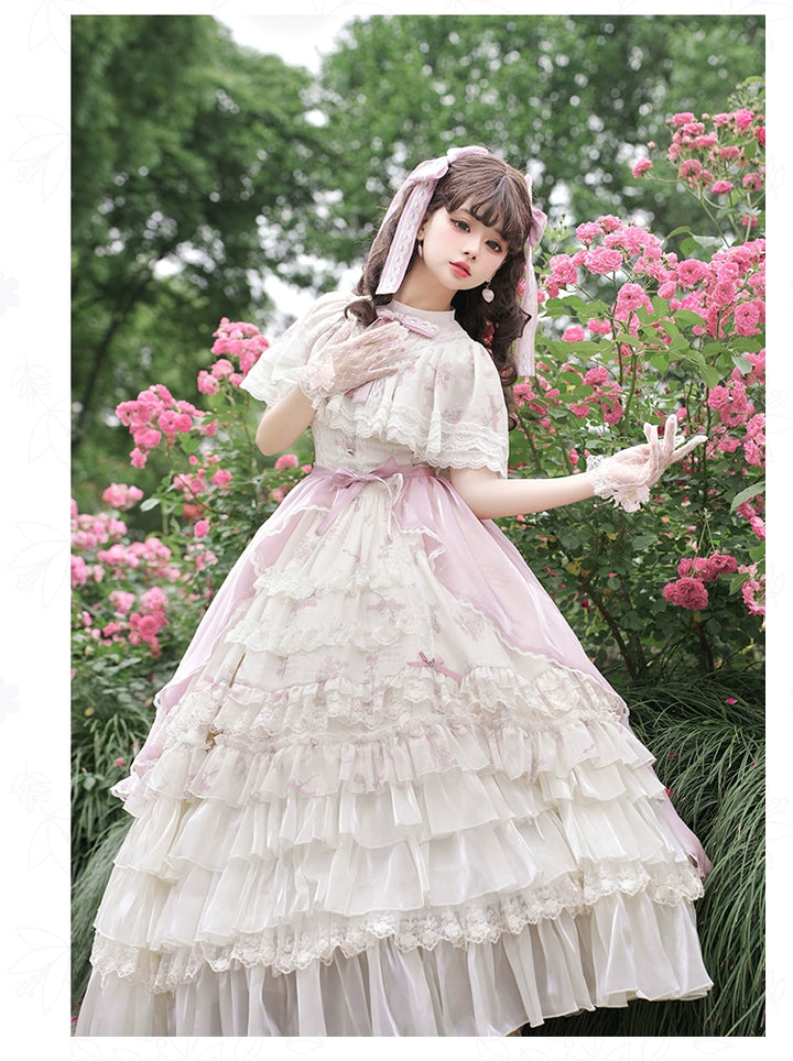 With PUJI~Nanke~Classic Lolita OP Dress Outfit with Edwardian Collar 41366:692964