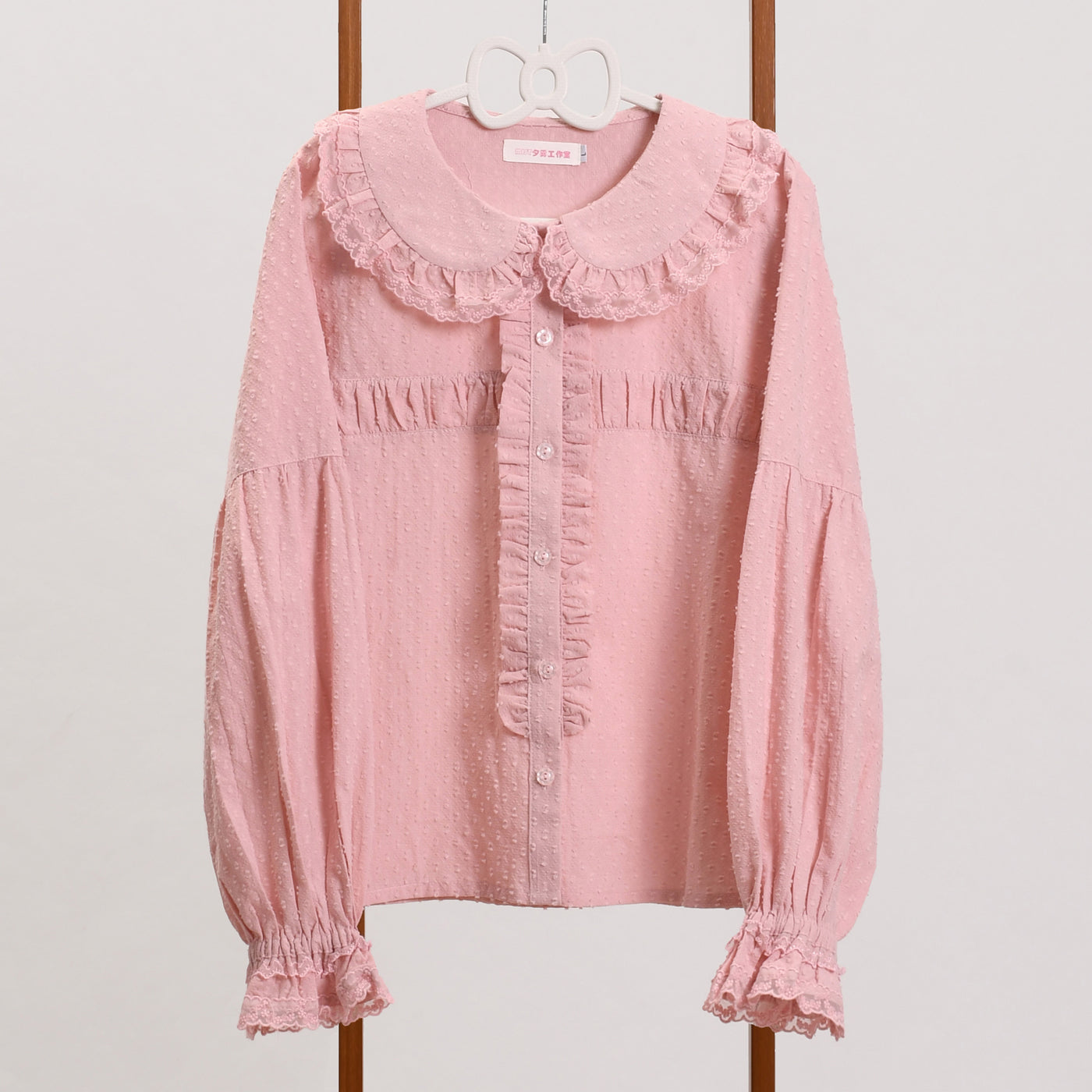 MIST~Tianmi~Sweet Lolita Blouse Long Sleeve Doll Collar Thin Shirt S lotus Root Pink 