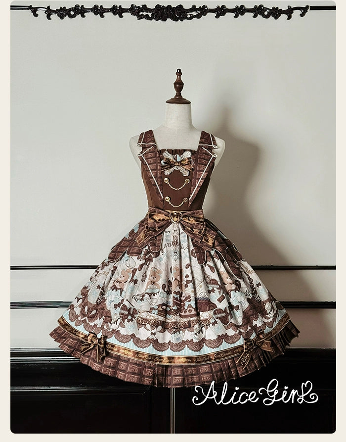Alice Girl - Bear Chocolate Bar - Kawaii Lolita JSK & Salopette Dress 43851:787064
