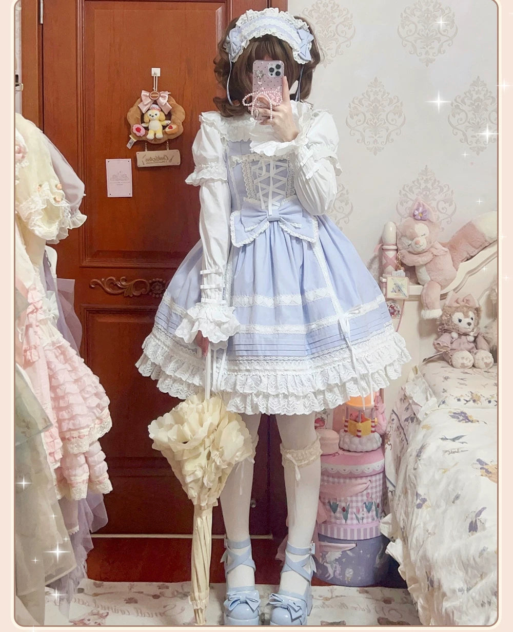 Pure Diary - Sweet Lolita Cotton JSK Dress, Tiered Back Skirt 44760:821158