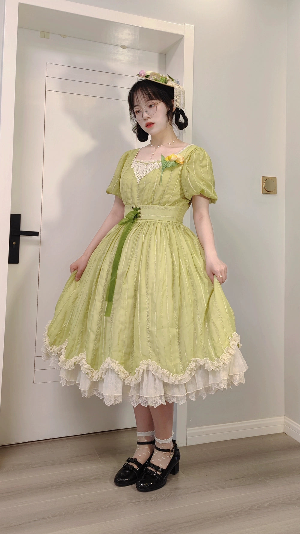 Miss Point~Tulip~Classic Lolita OP Dress Short Sleeve Dress Multicolors 19622:405412