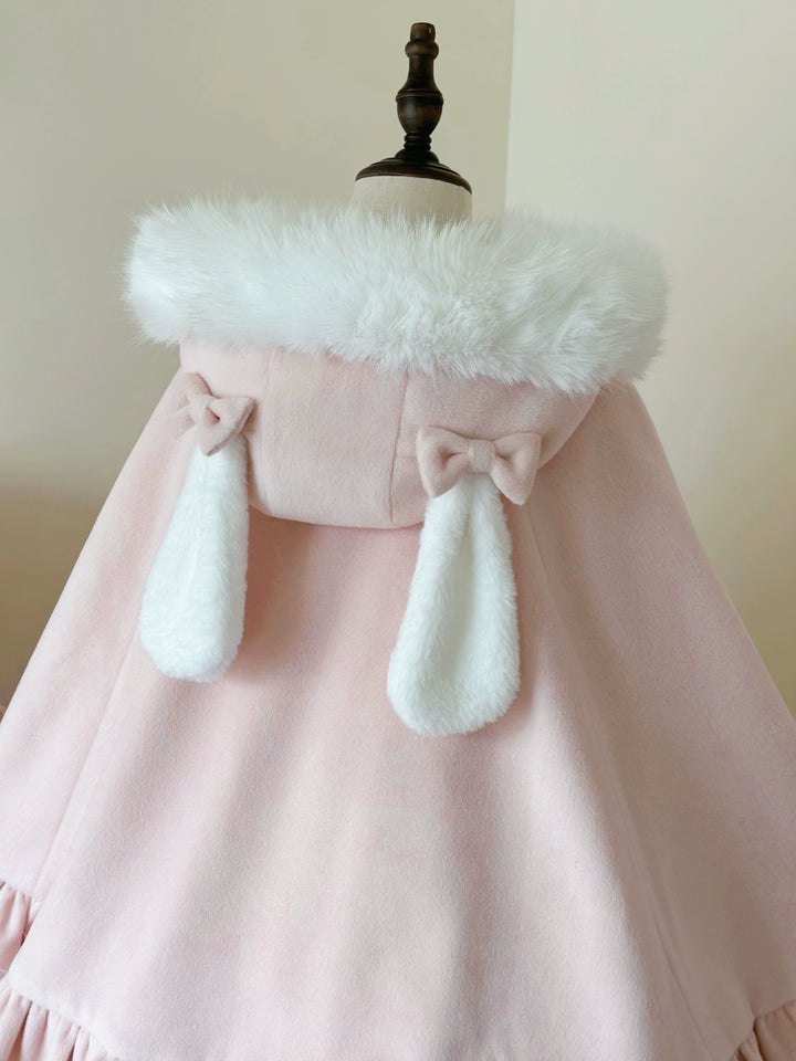 ZhiJinYuan~Winter Kawaii Lolita Cape with Bunny Ear Hood