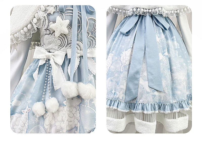 Letters from Unknown Star - Cloudscape Dream - Sweet Lolita JSK Suit, Fleece Cape 44222:799459