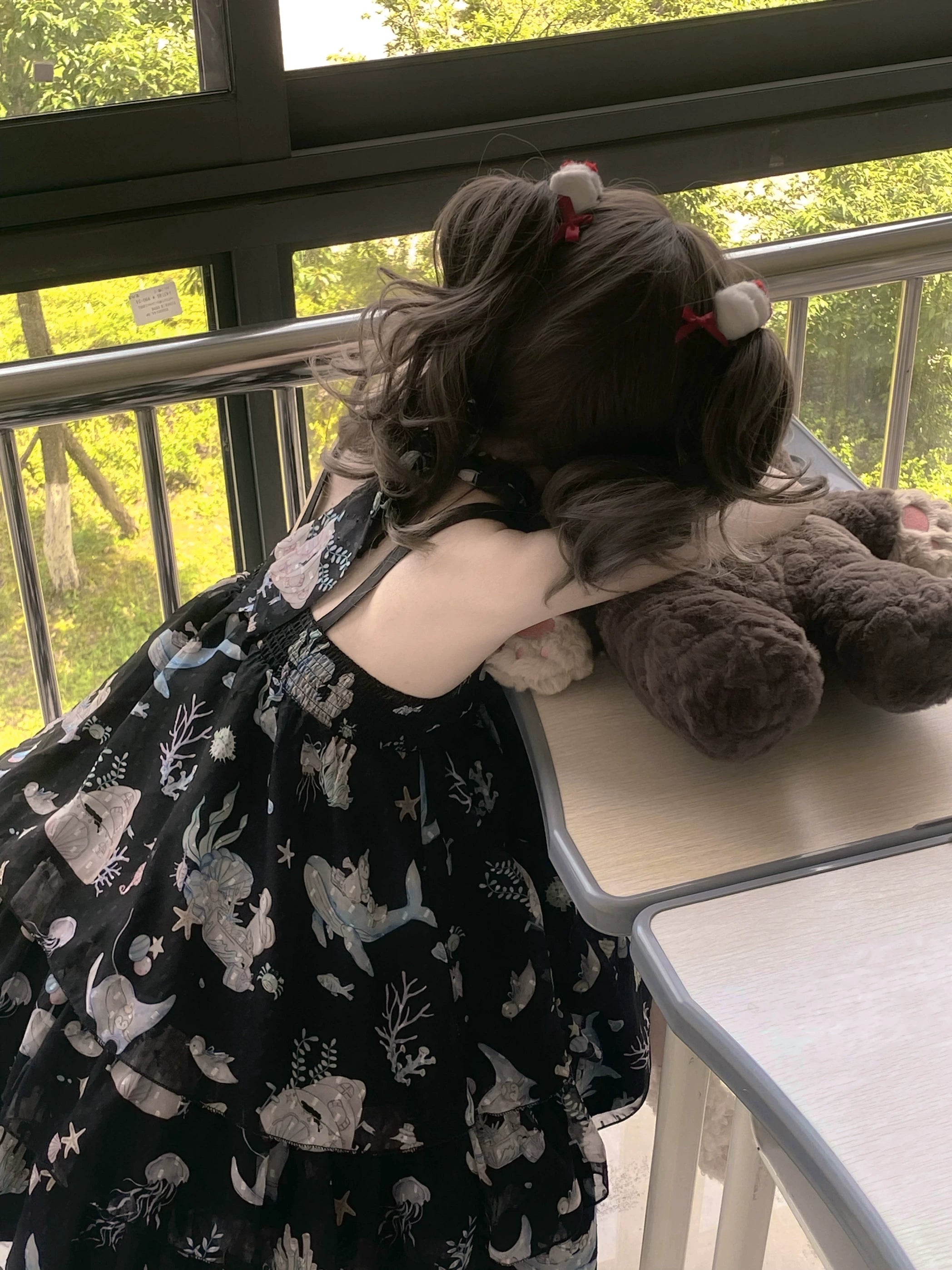 Ocean Sweetheart - Chiffon Sweet Lolita JSK Dress, Whale & Jellyfish Print 44902:826987