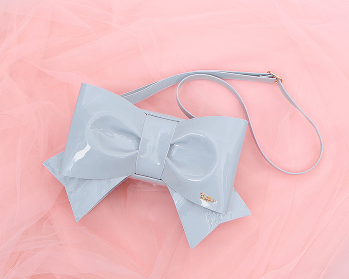 To Alice~Cute 3D Bow Lolita Bag Pearl Crossbody Handbag Light blue  