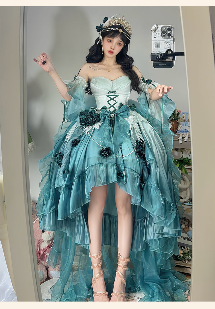 Meowing and Fruity~Swan Wonderland~Fairy Lolita JSK with High-Low Hem