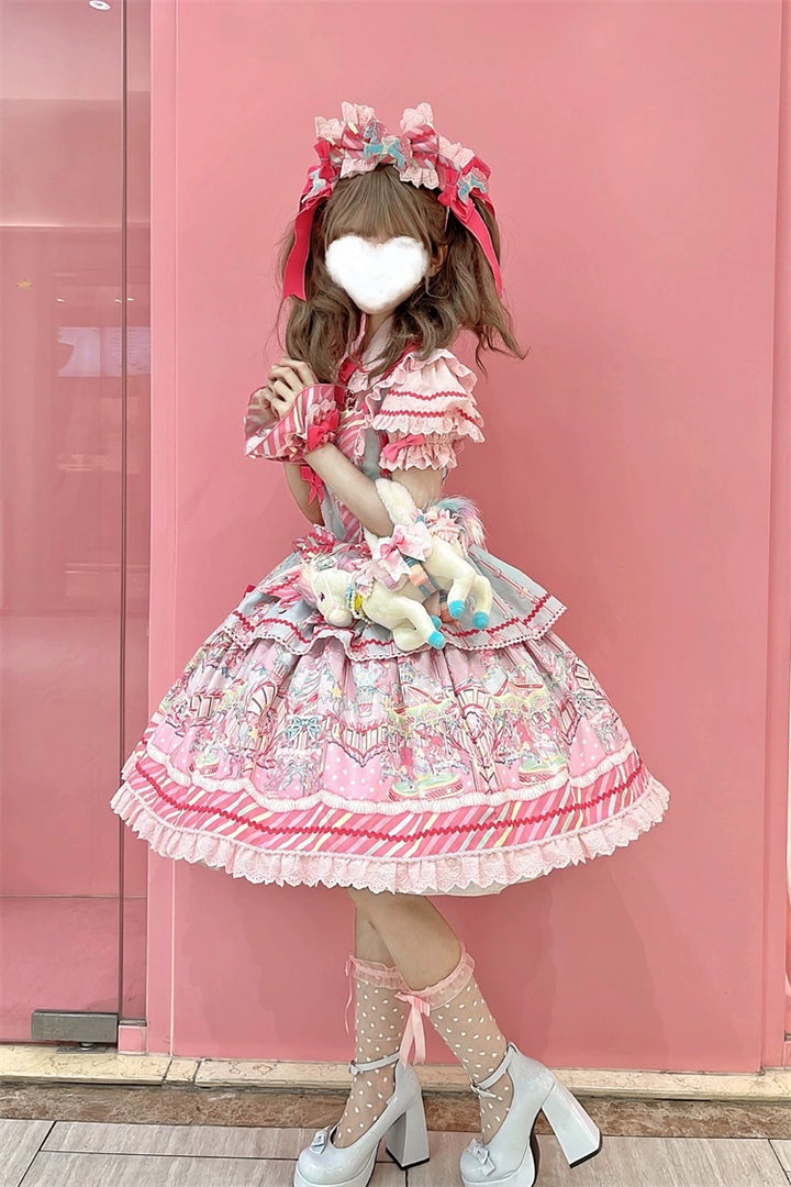 (Buyforme)Letters from Unknown Star~Candy Park Salopette Sweet Lolita Jumper Dress Set   