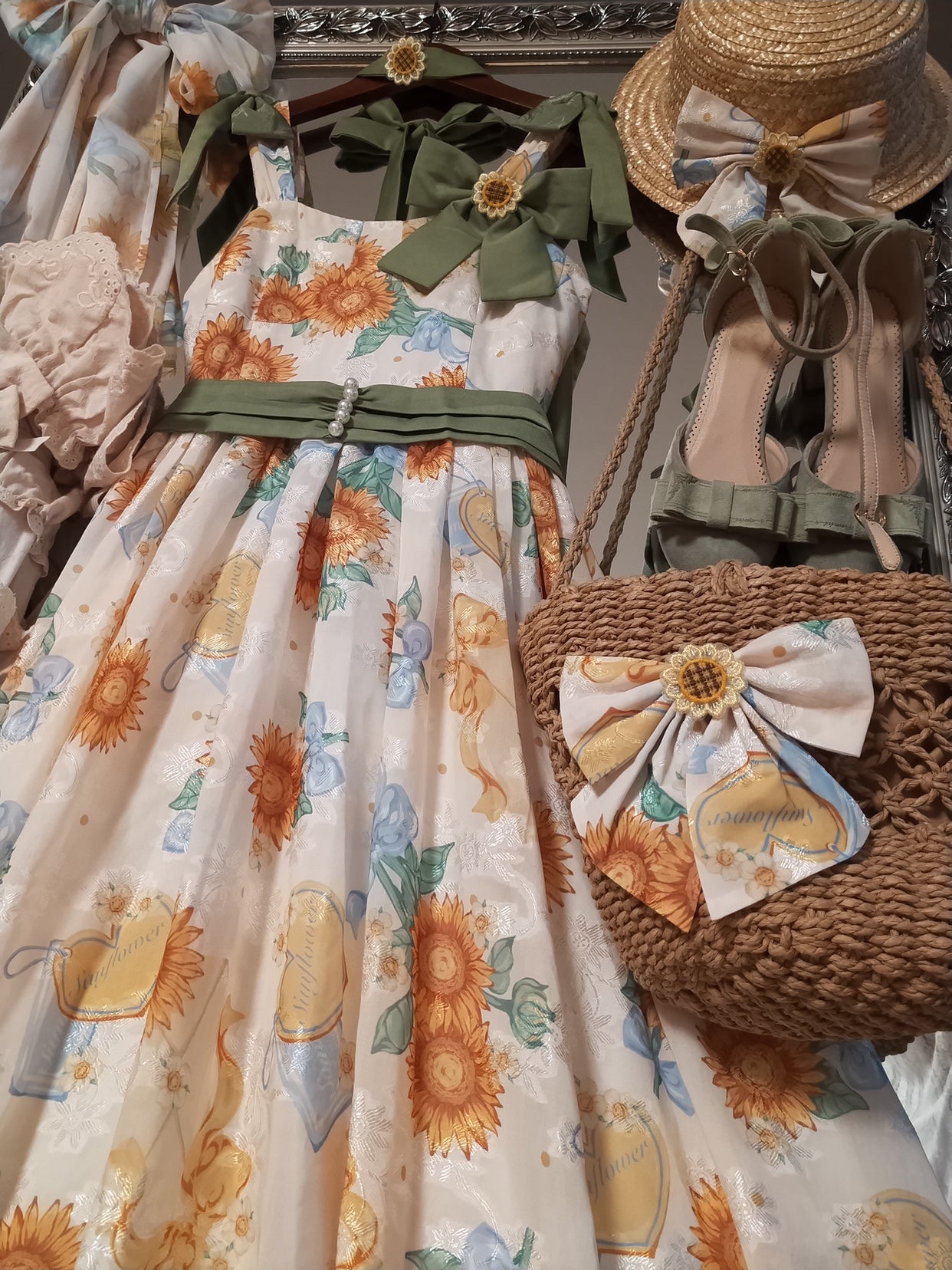Akiyama Future Studio~Sunflower Print Lolita JSK Dress in Breathable Light Fabric 42790:753524