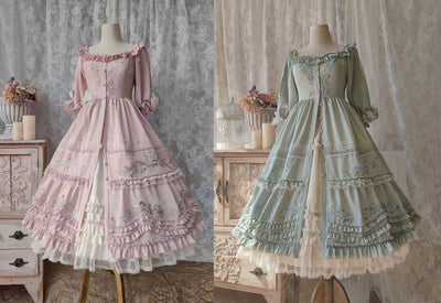 Two Rural Cats~Old Handicrafts~Country Lolita Daily Gorgeous Embroidery Dress   