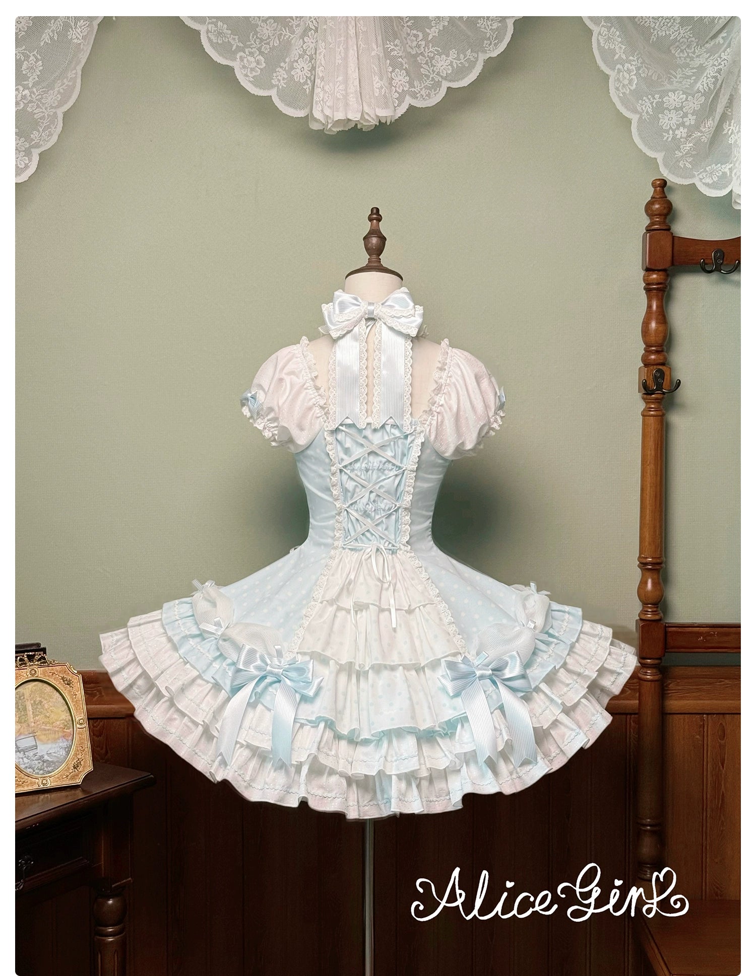 Alice Girl - Old School Polka Dots - Halter Neck Sweet Lolita OP Dress 43701:783535