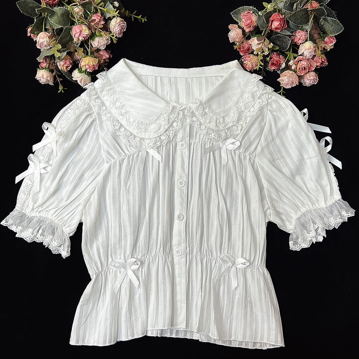 DMFS Lolita~Sweet Lolita Shirt Doll Collar Blouse High-waisted   