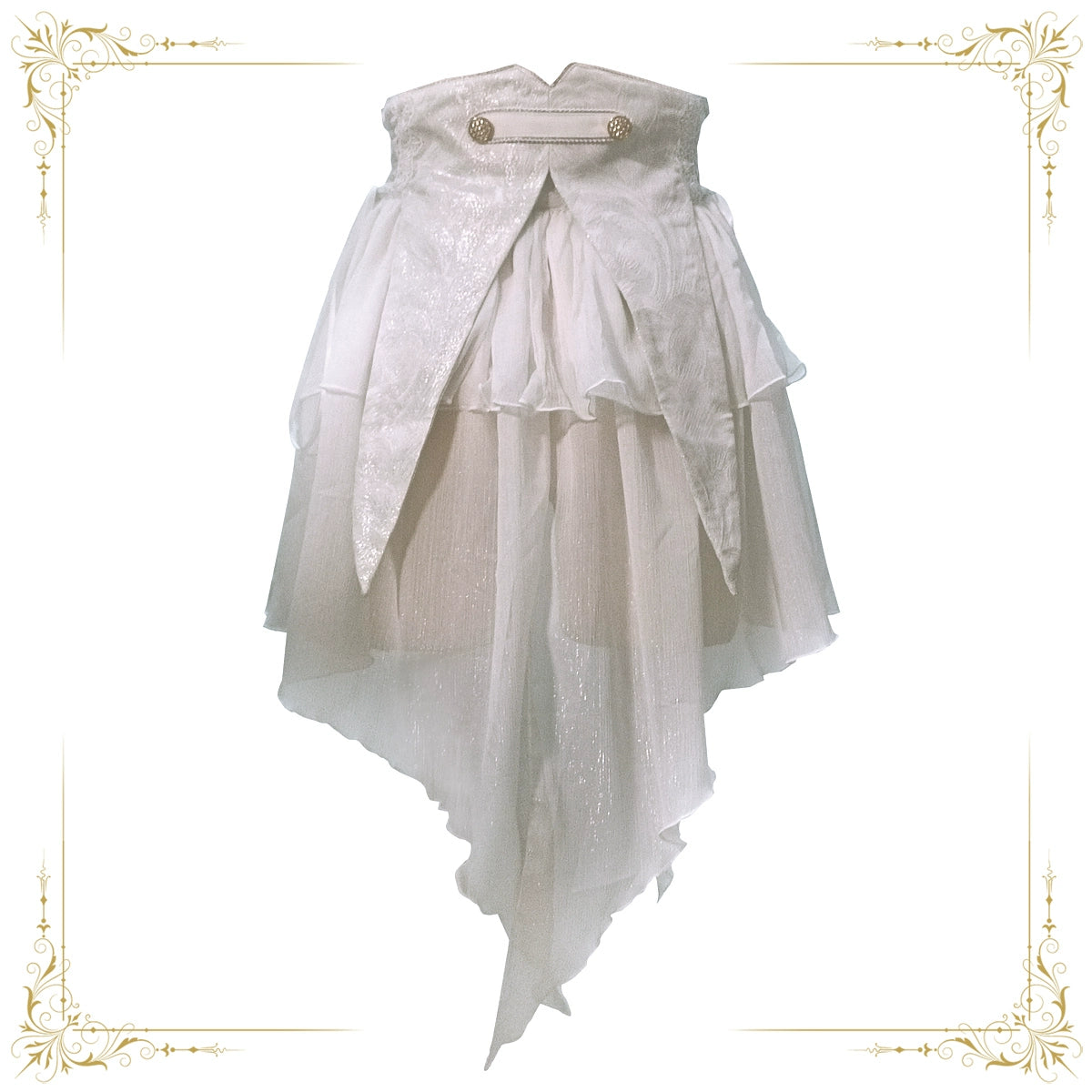 (BFM)Immortal Thorn~Immortal Glass Castle~Ouji Lolita Girdle Prince Style Long Sheer White Corset   