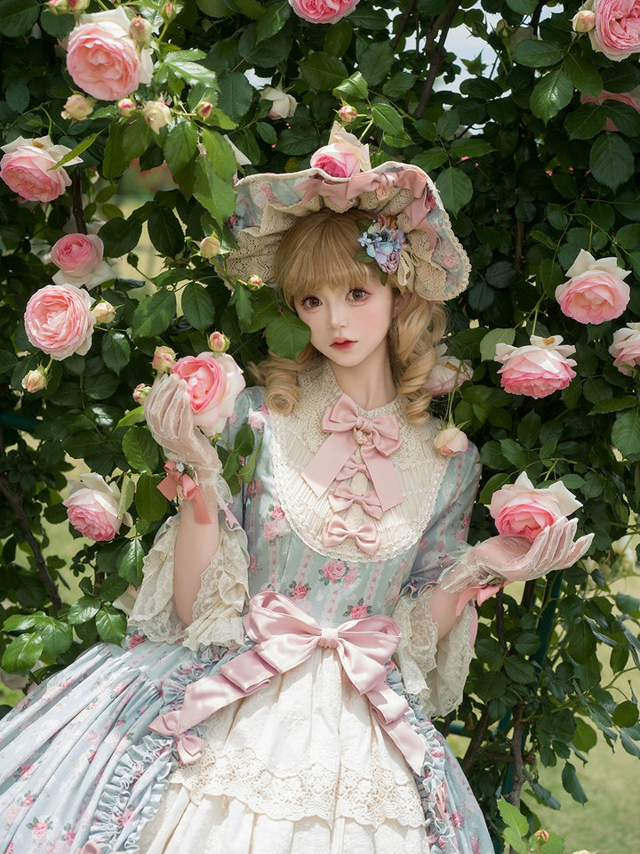 Miss Point~Lilyka Garden~Classic Lolita OP Dress Elegant Floral Wall Princess Sleeve