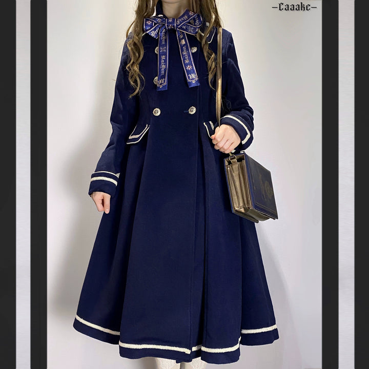 Unideer~Galaxy Traveler~Classic School Lolita Overcoat with Detachable Cape and Bow 39940:643350