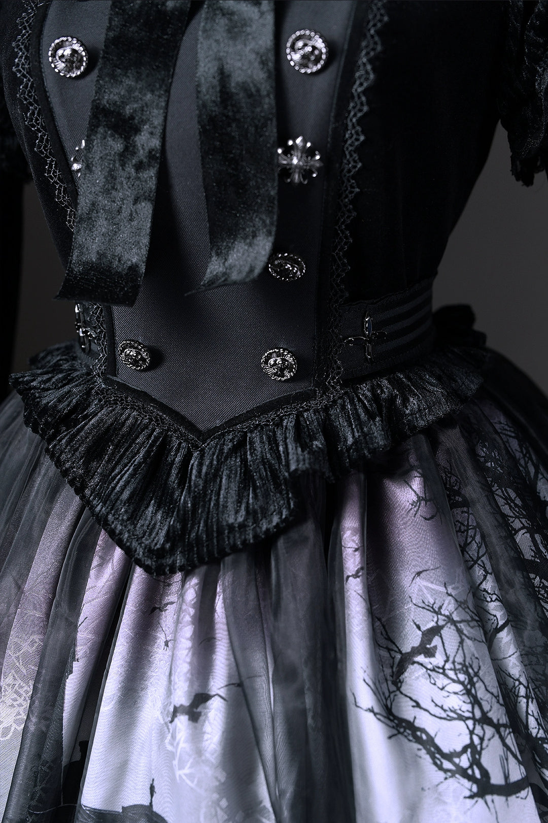 LilithHouse~Horror House~Gothic Lolita OP Set with Cape and Castle Print 42156:729049