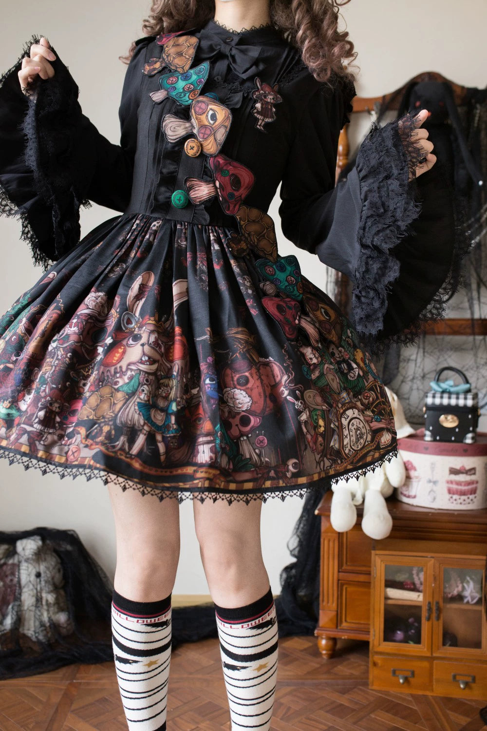 Frozen in time~Rabbit Kingdom~Gothic Lolita JSK Suit Printed Lolita Dress