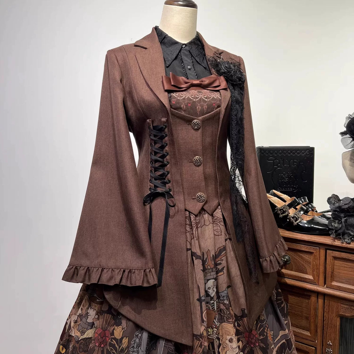 Pemberley Manor - Classic Lolita Slim Fit Coat, Notched Lapel Collar (2XL L M S XL XS) 45971:869906