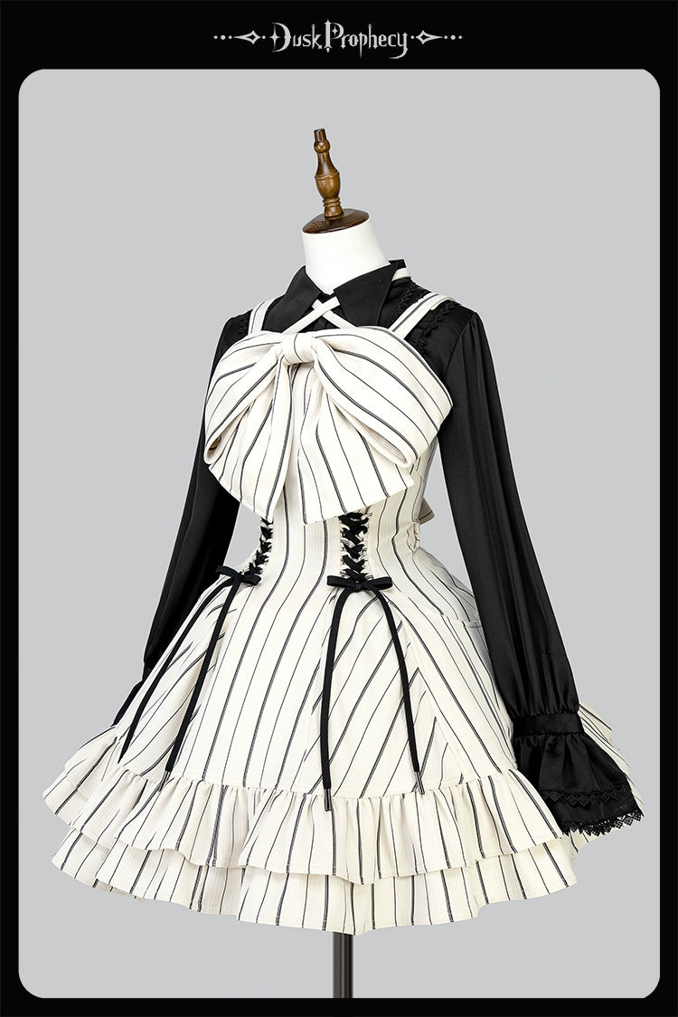 DuskProphecy - Heron - Classic Lolita Striped JSK Dress, Halter Neckline 44313:802979