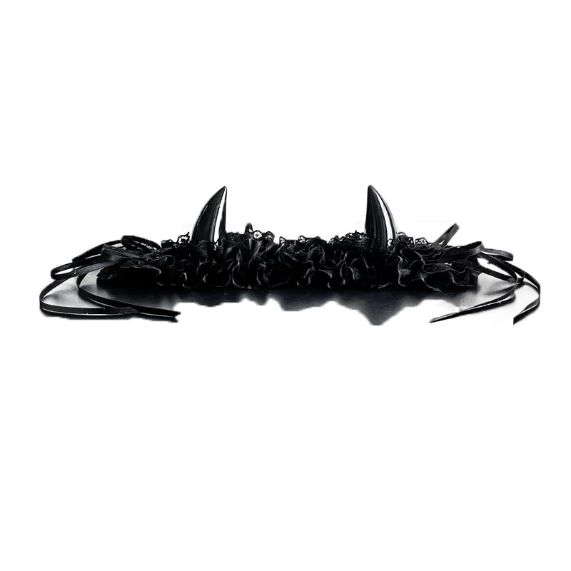 MAID~Gothic Lolita Halloween KC Devil Horn Hairband Customizable Color Black x Black 32552:396862