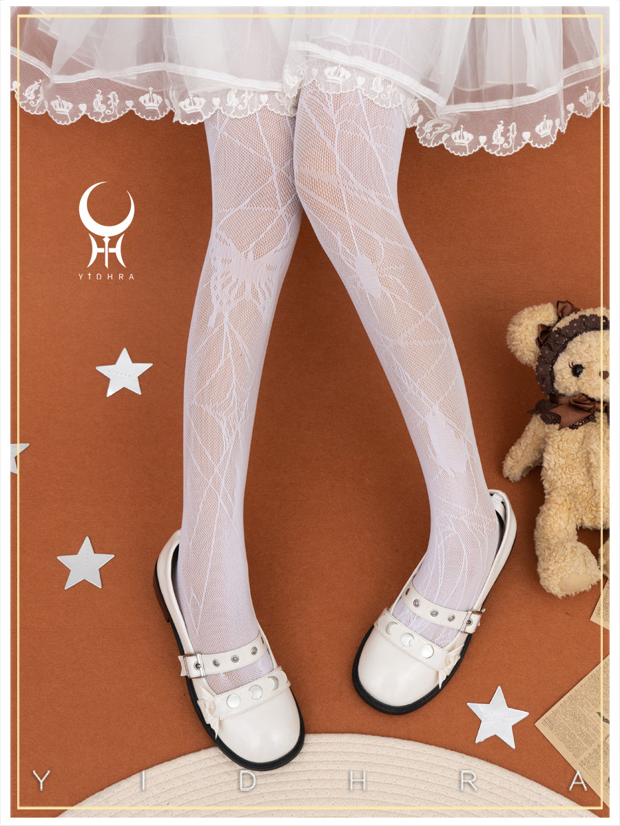 Yidhra~Gothic Lolita Spider Butterfly Net Pantyhose free size white 