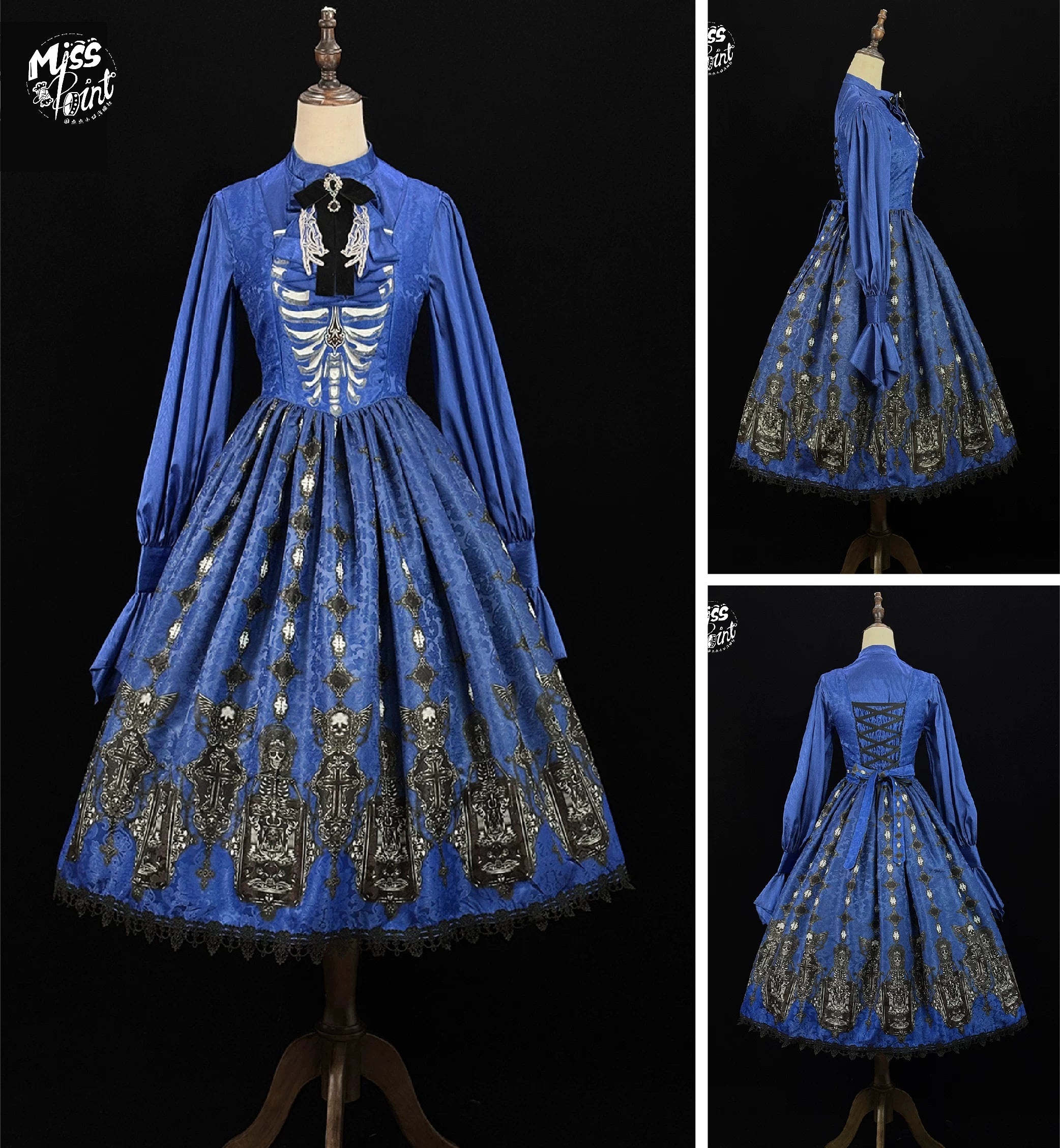 Moonnight Return - Gothic Lolita JSK Dress, Skeleton & Cross Print 44638:816270