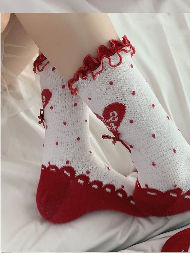 Roji Roji~Sweet Lolita Socks Cute Lolita Short Socks With Polka Dot   