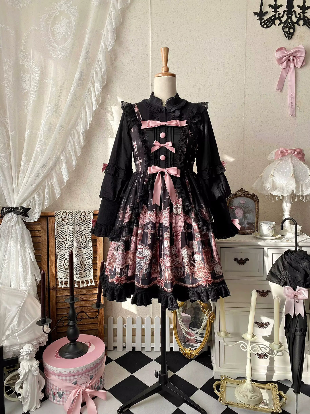 Uncle Wall Original~Missing Lamb Case~Gothic Lolita Dress Set with Sheep Prints 42971:760847