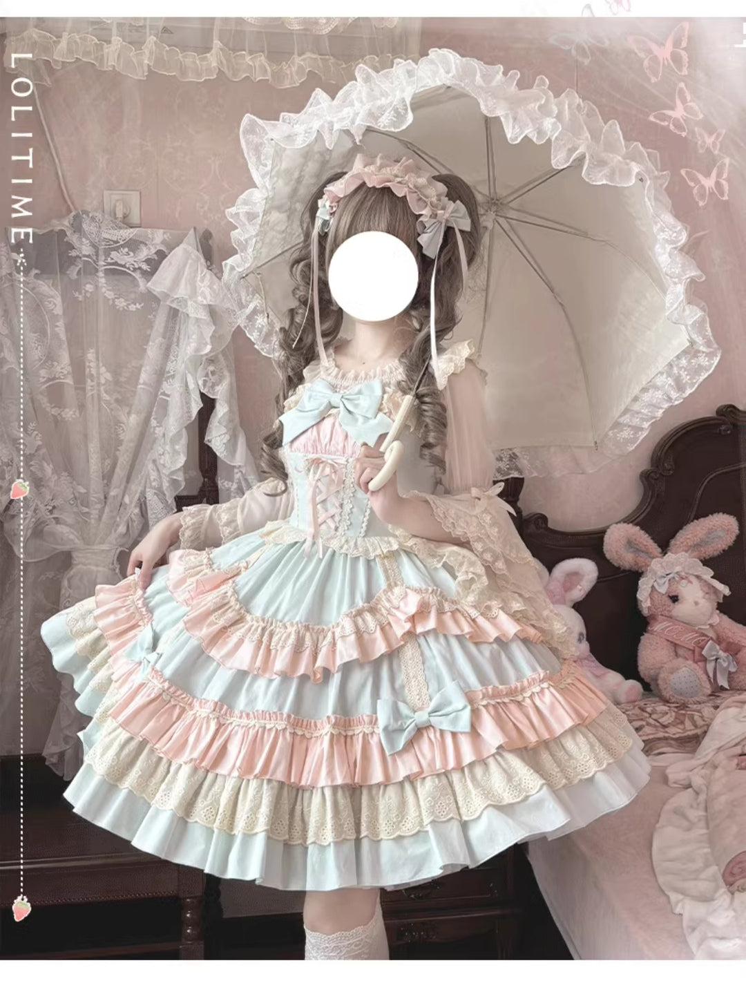 ZhiJinYuan~Sweet Mousse~Sweet Lolita JSK in Playful Colors with Bow Decoration 42532:744258