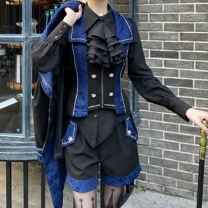 (BFM)Little Dipper~Oath of Chapter~Ouji Lolita Vest Prince Style Shorts Multicolors XXL black and blue color vest 